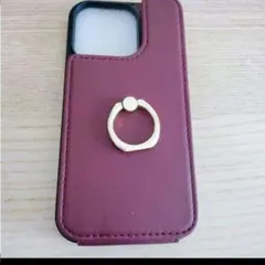 iPhone 14Pro　ケース カードホルダー 収納 転落防止 レッド 赤色