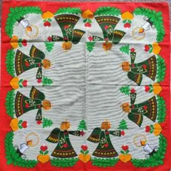 北欧　クリスマス　天使　テーブルクロス 約78x76㌢　ビンテージ