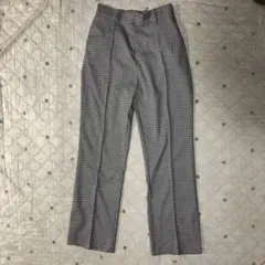 レトロガール　チェック柄センタープレスサイド スリットパンツ