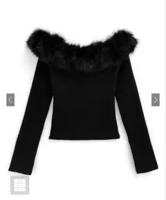 2Wayファーオフショルダーニットトップス