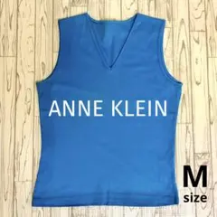 ANNE KLEIN ノースリーブ Vネック ブルー M アンクライン トップス