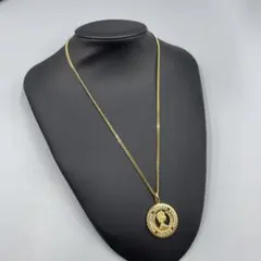 24ヴィンテージ ゴールドメダル型ネックレス ストーン付き