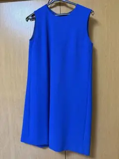 INED ノースリーブ Aライン ワンピース 青