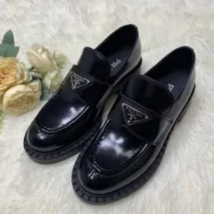 PRADA チョコレート ブラッシュドレザー ローファー