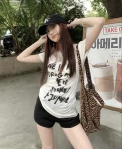 SHEIN Y2K レタリングプリント 半袖Tシャツ ホワイト