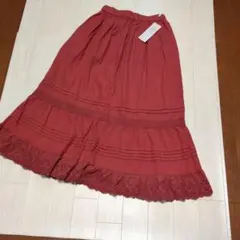 サマンサモスモススカラップティアード スカート フリーサイズ　赤