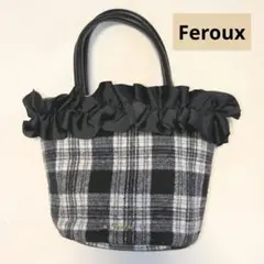 Feroux フェルー フリル ハンド バッグ チェック リボン