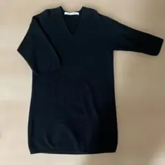 UNIQLO and LEMAIRE 黒 七分袖 Vネックニットワン