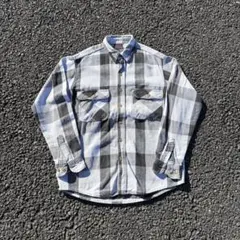 90s DAKOTA ブロックチェック ヘビーネルシャツ M コットン 白黒灰