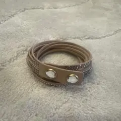 スワロフスキー ラインストーン レザーブレスレット