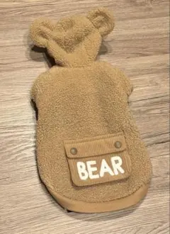 可愛いクマ耳付き裏フリース犬服・ 2号ロング