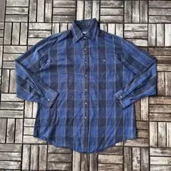 90s BDF single needle チェックシャツ 襟芯 薄手 長袖