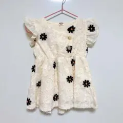 【美品】　ベビーワンピース レース　花柄　74 白 結婚式　誕生日　お出かけ