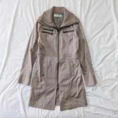 Y2K グランジ レザー調 ダブルジップ 個性的 ジャケット ベージュ M