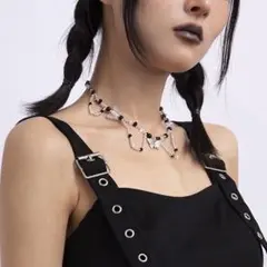 オシャレ！ビーズ ネックレス チョーカー 蝶々 サブカル ゴスロリ モード 地雷