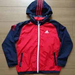 adidas フード付ウインドブレーカー赤黒