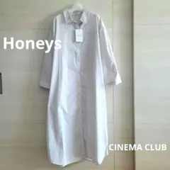 【値下げ】CINEMA ストライプ長袖ロングワンピース ハニーズ シャツ