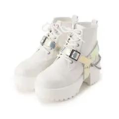 く*う様 ESPERANZA 厚底チェーンベルト付レースアップブーツ ハイカット