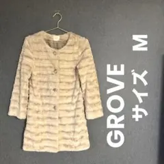 grove グローブ ベージュ フェイクファーコート M