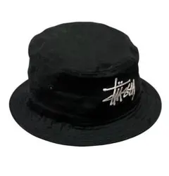 美品‼︎ stussy ステューシー バケットハット ロゴ刺繍 ブラック