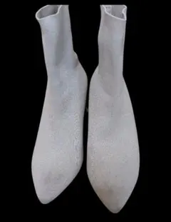 グレー ポインテッドトゥ サイドゴアブーツ24.5cm