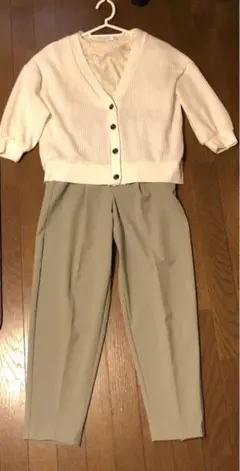 レディース 白 ニット カーディガン2点セット