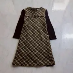 Opti オプティ　日本製　チェック柄 ワンピース　Ｌ相当