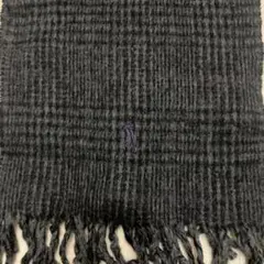 ポロマーク刺繍 ダークグレー チェックマフラー