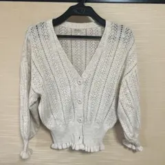 NICE CLAUP アイボリー カーディガン