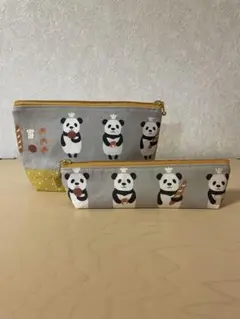 パンダ柄　ポーチ・ペンケースセット