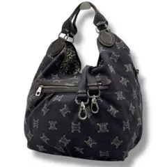 美品 CELINE トリオンフ マカダム デニム 2WAY バッグ ビンテージ