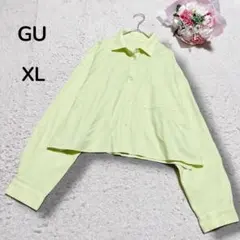 【ジーユー GU】カラークロップドシャツ　長袖　ライトグリーン　ショート丈　XLのサムネイル