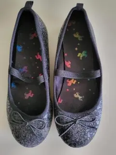 ブラック グリッター バレエシューズ