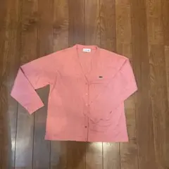 LACOSTE ピンク Vネック カーディガン 34