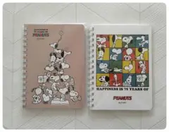 ★定価の400円引き・新品・スヌーピー★A6リングノート　2種類　75周年