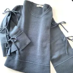 リボン結び袖 セーター