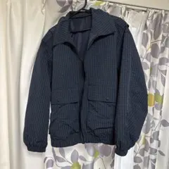 ネイビーチェック柄ナイロンジャケットシェルジャケット短丈cityboy tech