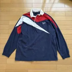 Reebok 長袖ポロシャツ　ロンT スウェット　ネイビーのサムネイル