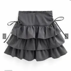 GRL インパン裏地付きストライプ柄リボンティアードミニスカート ta207