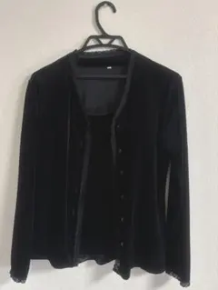 ブラックベルベットカーディガン・キャミソールセット　レトロ