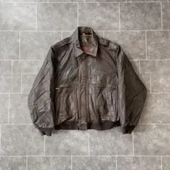 英国製 vintage 本革 レザーフライトジャケット A-2 ブラウン XL