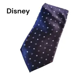 Disney ミッキーシルエット　ドット柄ネクタイ　パープル　絹100%