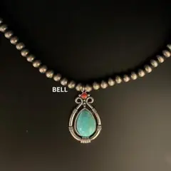 ナバホパール風 ビーズ ネックレス インディアンジュエリー 6mm ターコイズ