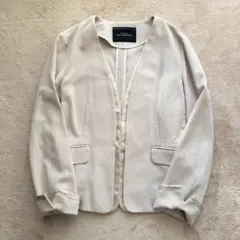 【Green label relaxing】ノーカラージャケット　ベージュ　L