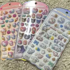 正規品 コットンパフィーシール キティ、シナモン、マイメロ