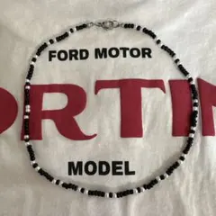 ビーズネックレス ブラック×パールビーズ ステンレス