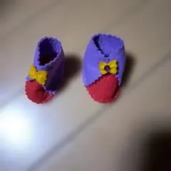 ベビー用 フェルト製 ルームシューズ パープル レッド