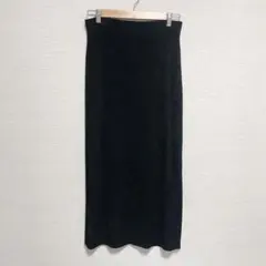 ジャガード織り ロングタイトスカート スリット入り ブラック L