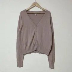 ☆ H&M (US.M/L) 長袖 ボタン カーディガン くすみピンク