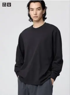 即日発送 UNIQLO エアリズムコットンクルーネックTシャツ L ブラック